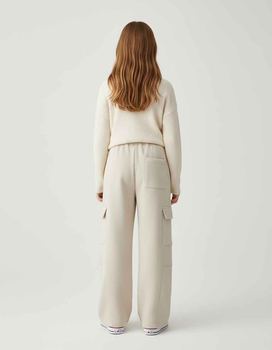 Pantalon Cargo Beige Ample Molletonné Enfant - vue 2