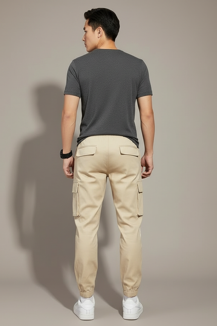 Pantalon Cargo Beige Décontracté Cordon Homme - Polyester - vue 2