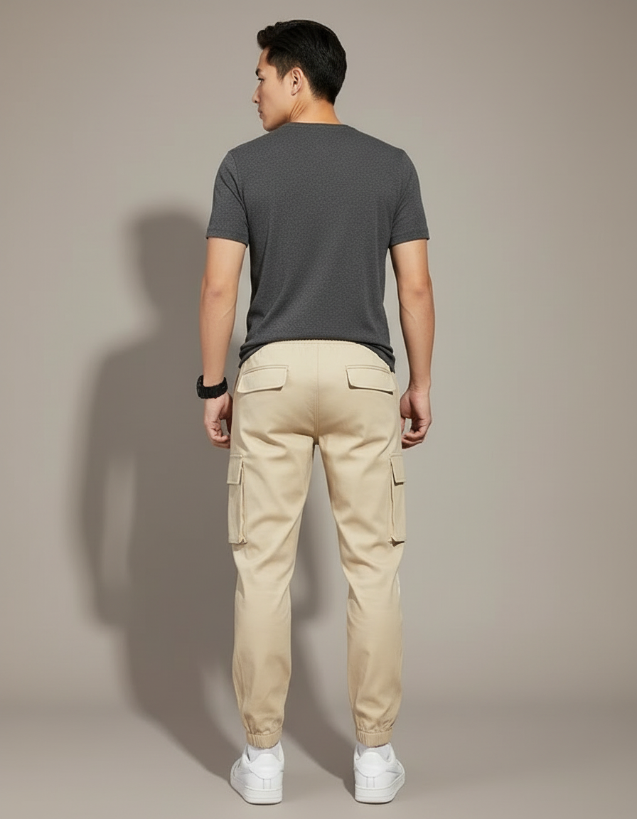 Pantalon Cargo Beige Décontracté Cordon Homme - Polyester - vue 2