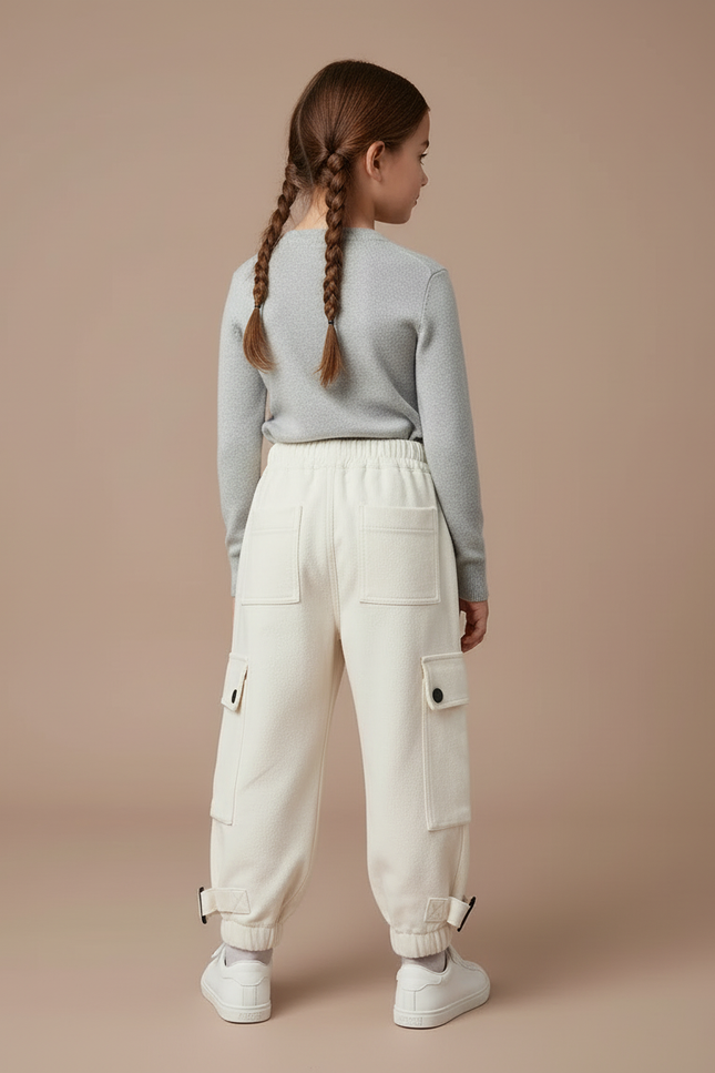 Pantalon Cargo Beige Ample Molleton Multipoches Enfant - vue 2