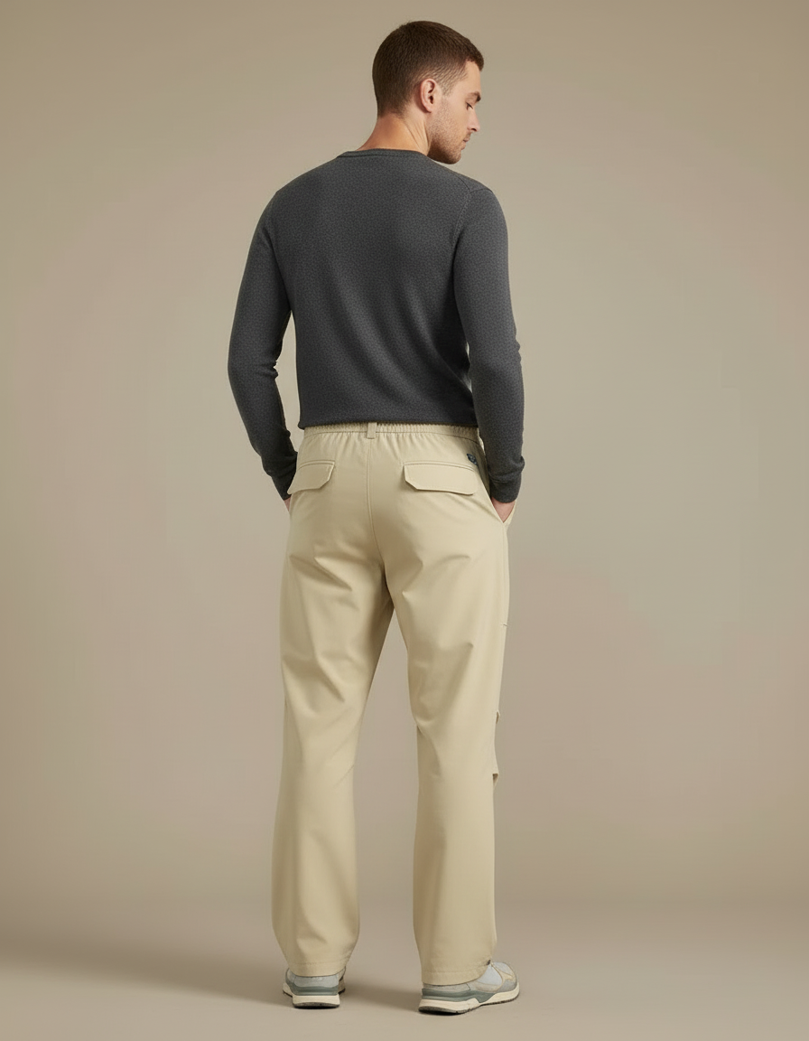 Pantalon Cargo Beige Ample Décontracté Homme Coton - vue 2