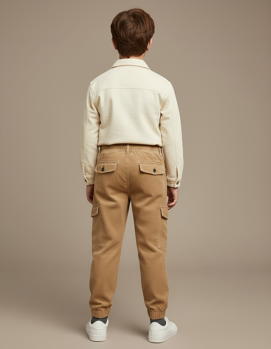 Pantalon Cargo Beige Côtelé Décontracté Garçon Poches - Cordé - vue 2