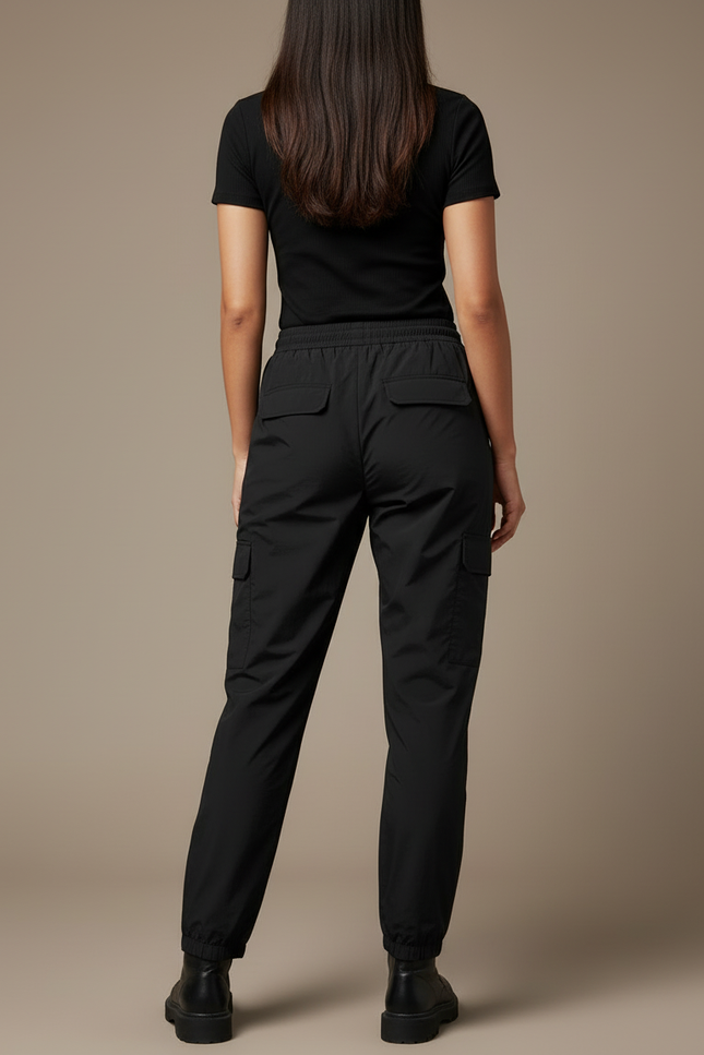 Pantalon Cargo Zippé - Noir Polyester - vue 2