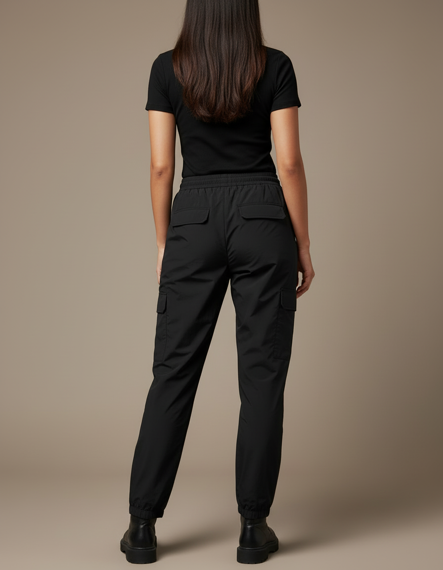 Pantalon Cargo Zippé - Noir Polyester - vue 2