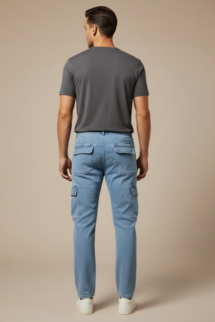 Pantalon Cargo Denim Bleu Slim Homme - Jean - vue 2