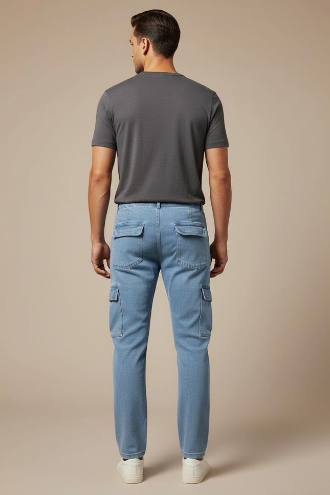 Pantalon Cargo Denim Bleu Slim Homme - Jean - vue 2