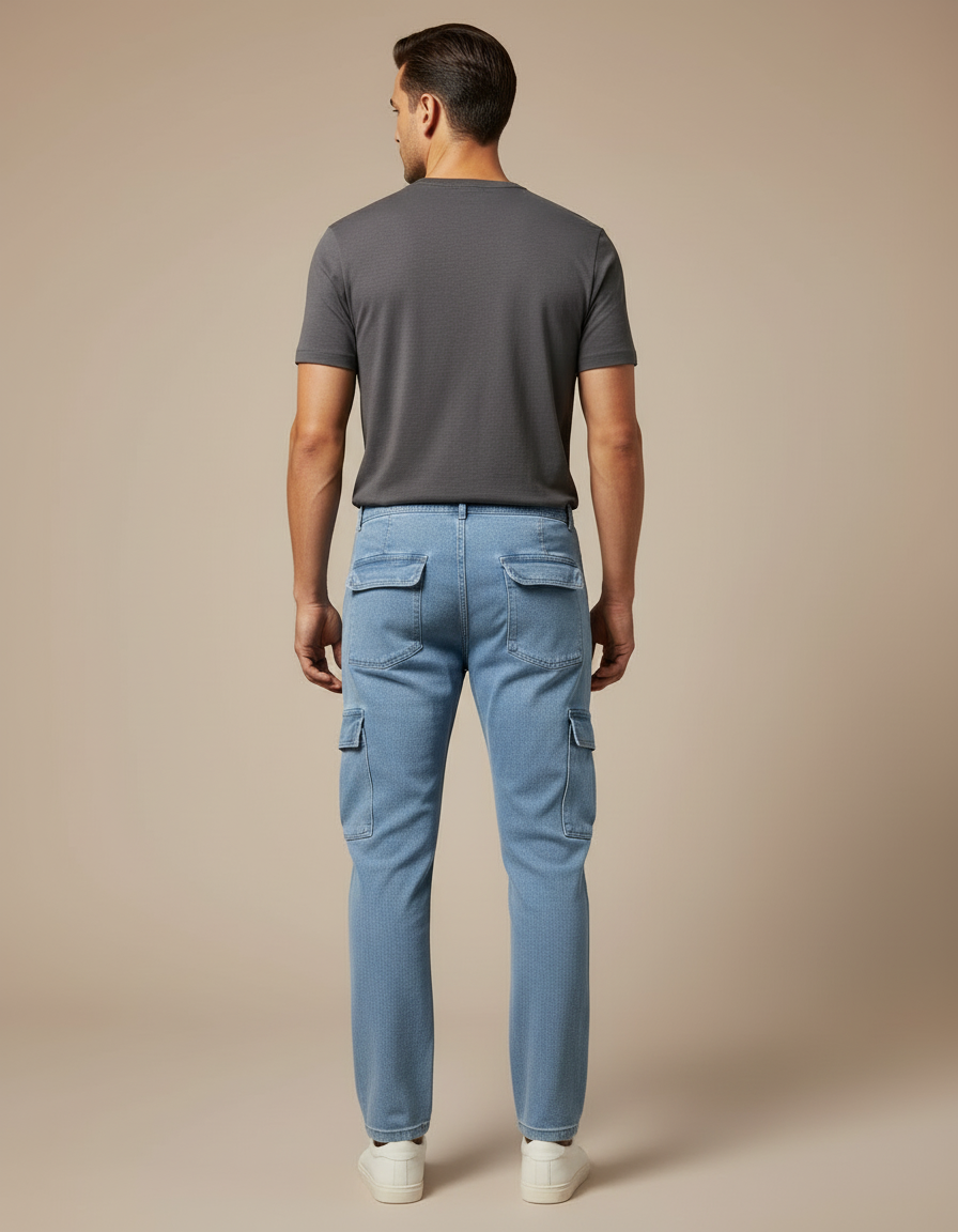Pantalon Cargo Denim Bleu Slim Homme - Jean - vue 2