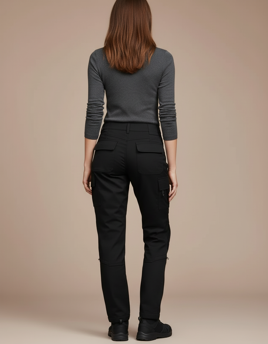 Pantalon Cargo Noir Convertible Décontracté Femme - Toile - vue 2