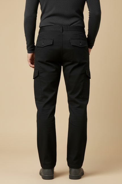 Pantalon Cargo Droit - Noir Toile - vue 2