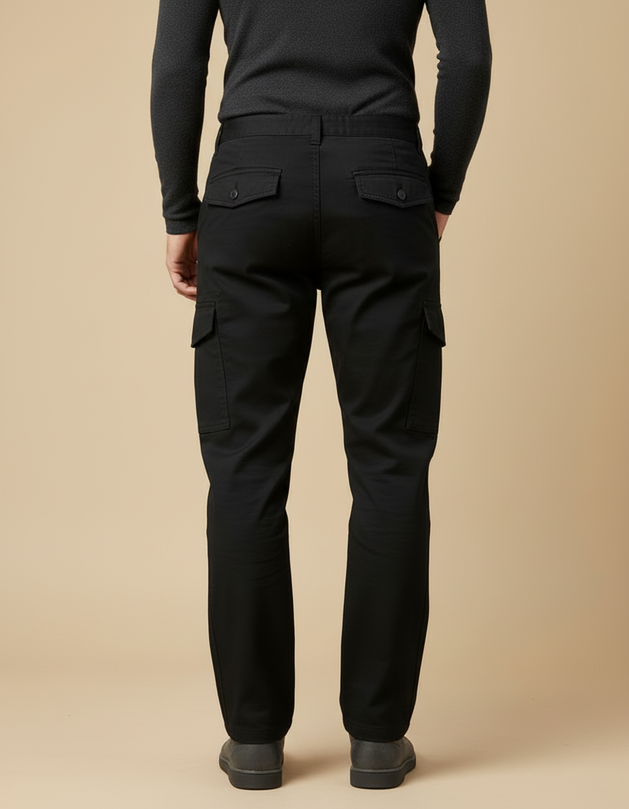 Pantalon Cargo Droit - Noir Toile - vue 2