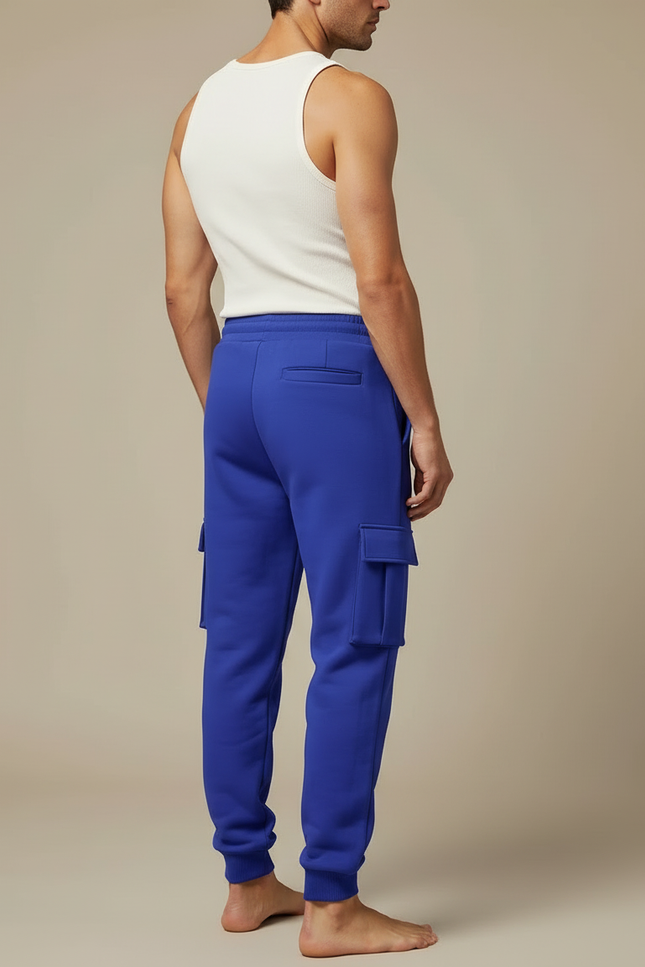 Pantalon Cargo Bleu Royal Molleton Ample Sport Homme - vue 2