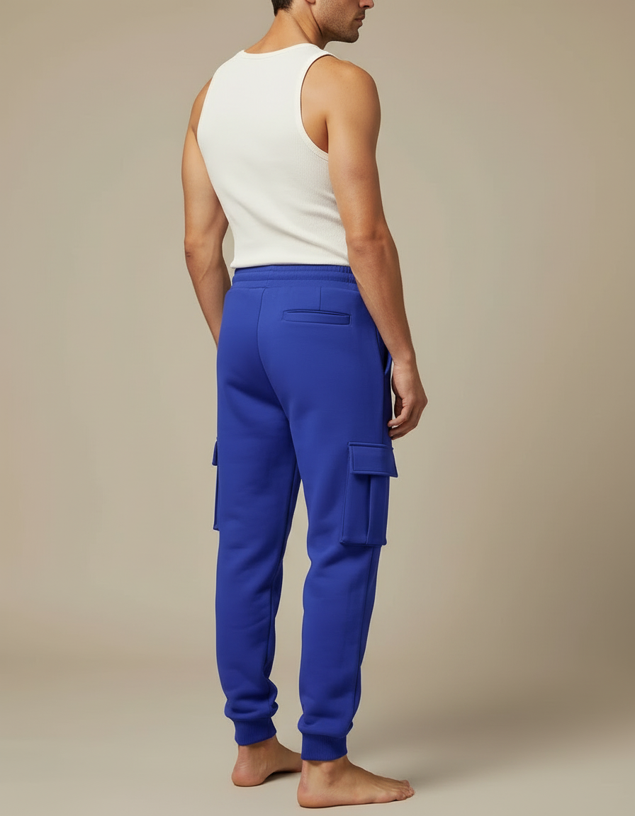 Pantalon Cargo Bleu Royal Molleton Ample Sport Homme - vue 2