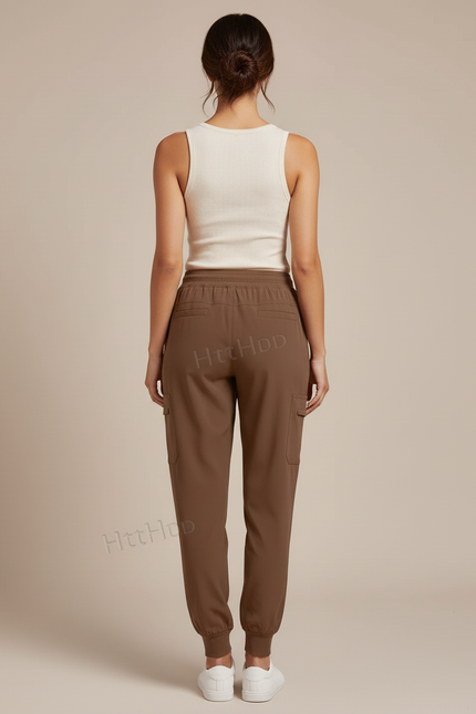 Pantalon Cargo Marron Jogger Fluide Femme Décontracté - Polyester - vue 2
