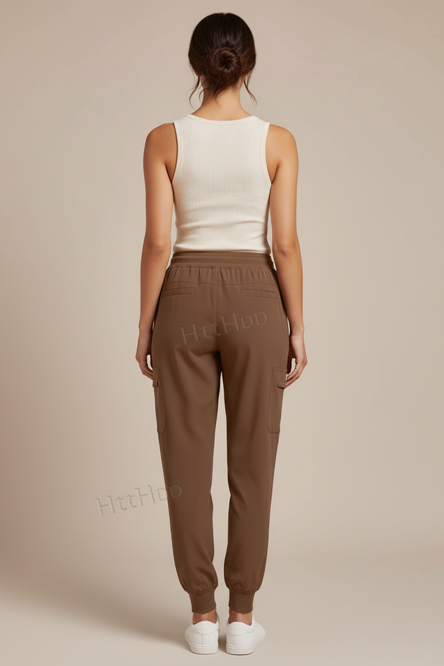 Pantalon Cargo Marron Jogger Fluide Femme Décontracté - Polyester - vue 2