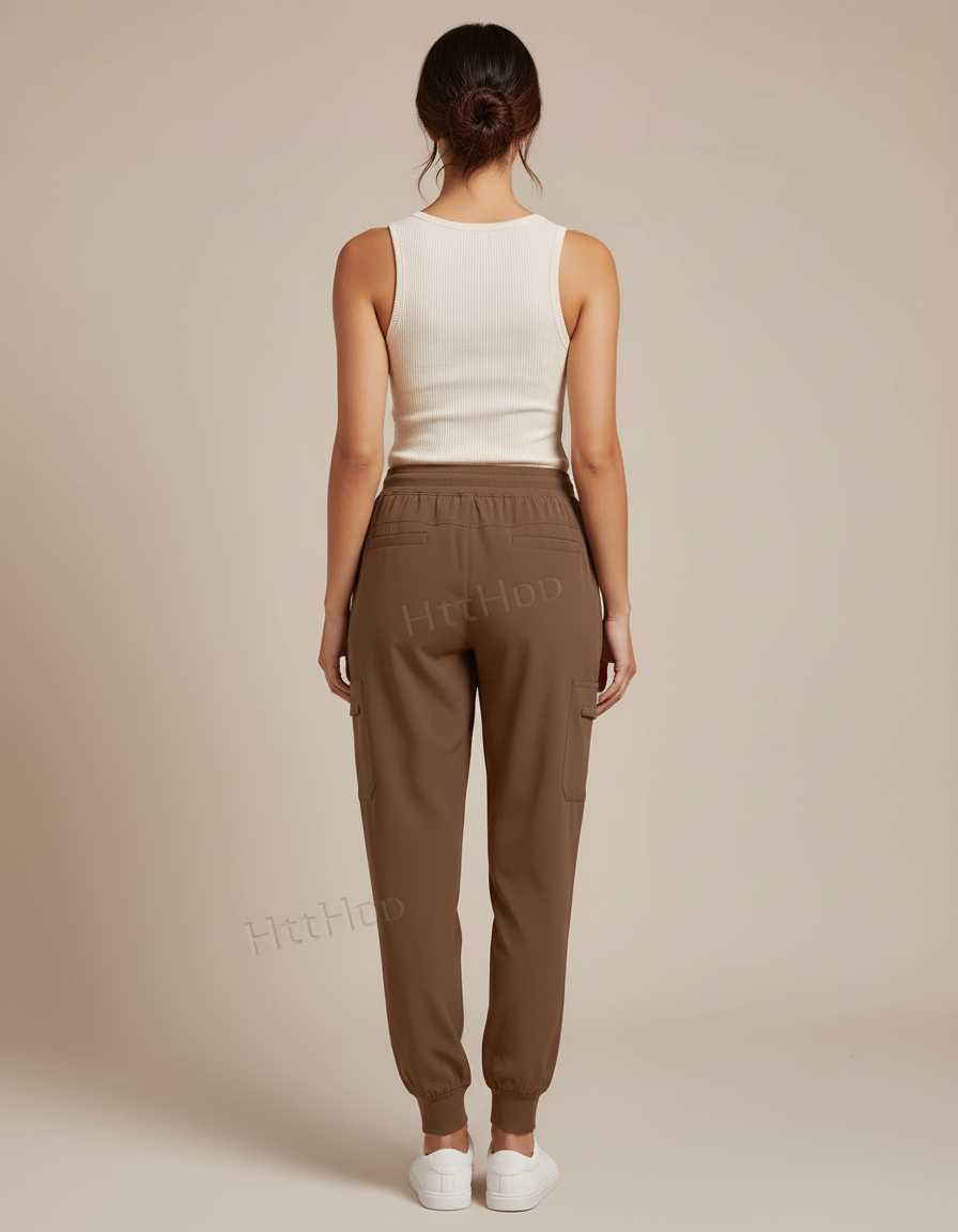 Pantalon Cargo Marron Jogger Fluide Femme Décontracté - Polyester - vue 2