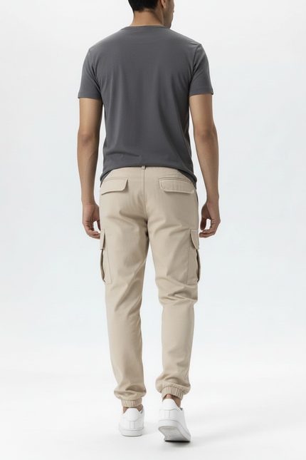 Pantalon Cargo Beige Décontracté Ample Homme Multipoches - Toile - vue 2
