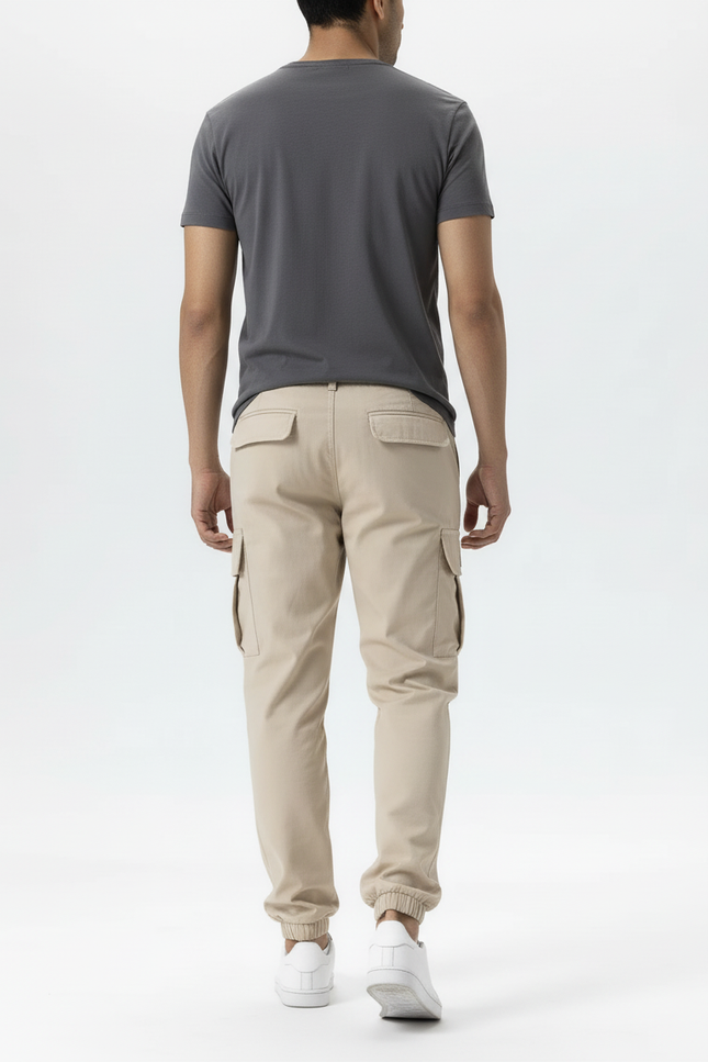 Pantalon Cargo Beige Décontracté Ample Homme Multipoches - Toile - vue 2