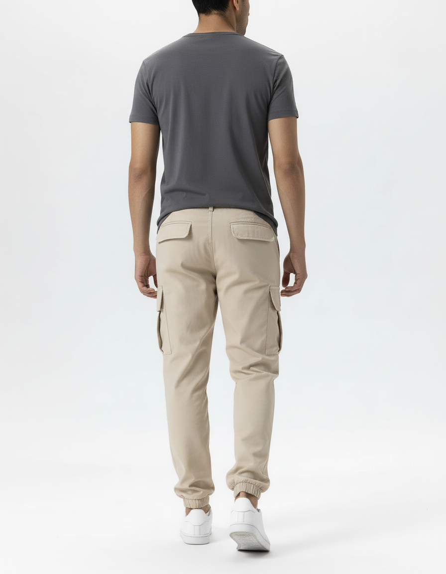Pantalon Cargo Beige Décontracté Ample Homme Multipoches - Toile - vue 2