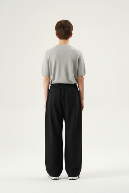 Pantalon Cargo Noir Ample Décontracté Cordon - Polyester - vue 2