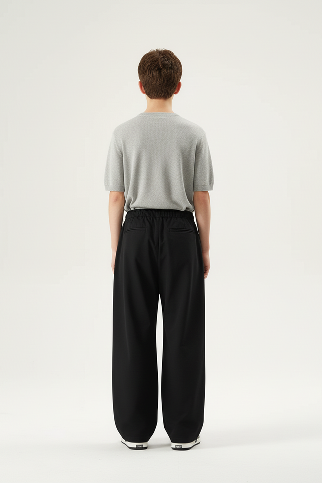 Pantalon Cargo Noir Ample Décontracté Cordon - Polyester - vue 2