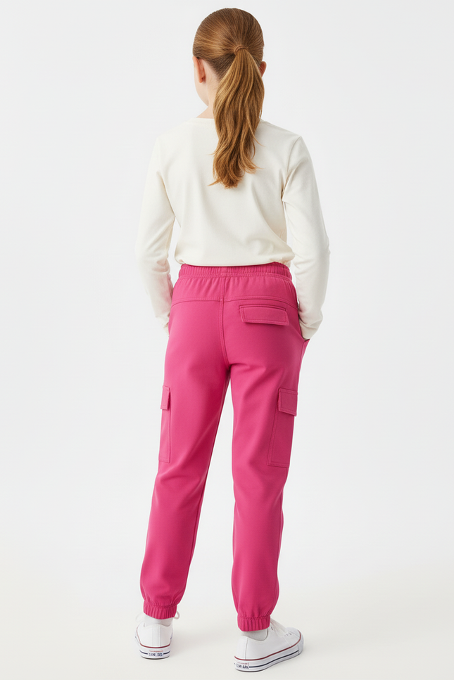 Pantalon Cargo Rose Fuchsia Jogger Poches Latérales - Polyester - vue 2