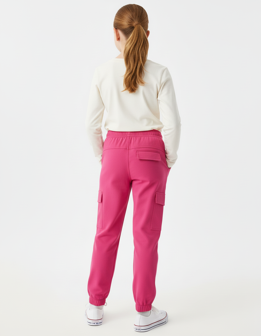 Pantalon Cargo Rose Fuchsia Jogger Poches Latérales - Polyester - vue 2