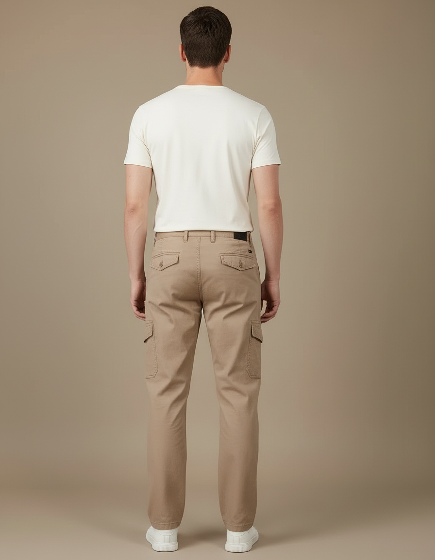 Pantalon Cargo Beige Droit Décontracté Homme Coton - vue 2