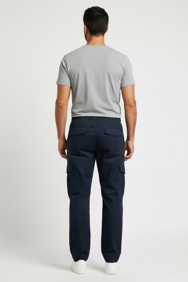 Pantalon Cargo Bleu Marine Homme Coton Décontracté - vue 2