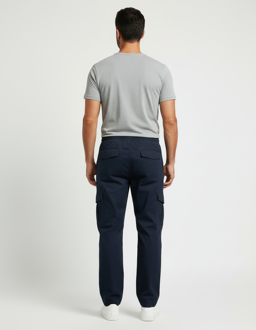Pantalon Cargo Bleu Marine Homme Coton Décontracté - vue 2
