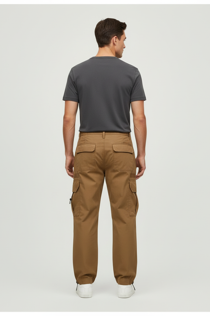 Pantalon Cargo Marron Ample Décontracté Homme Coton - Gabardine - vue 2