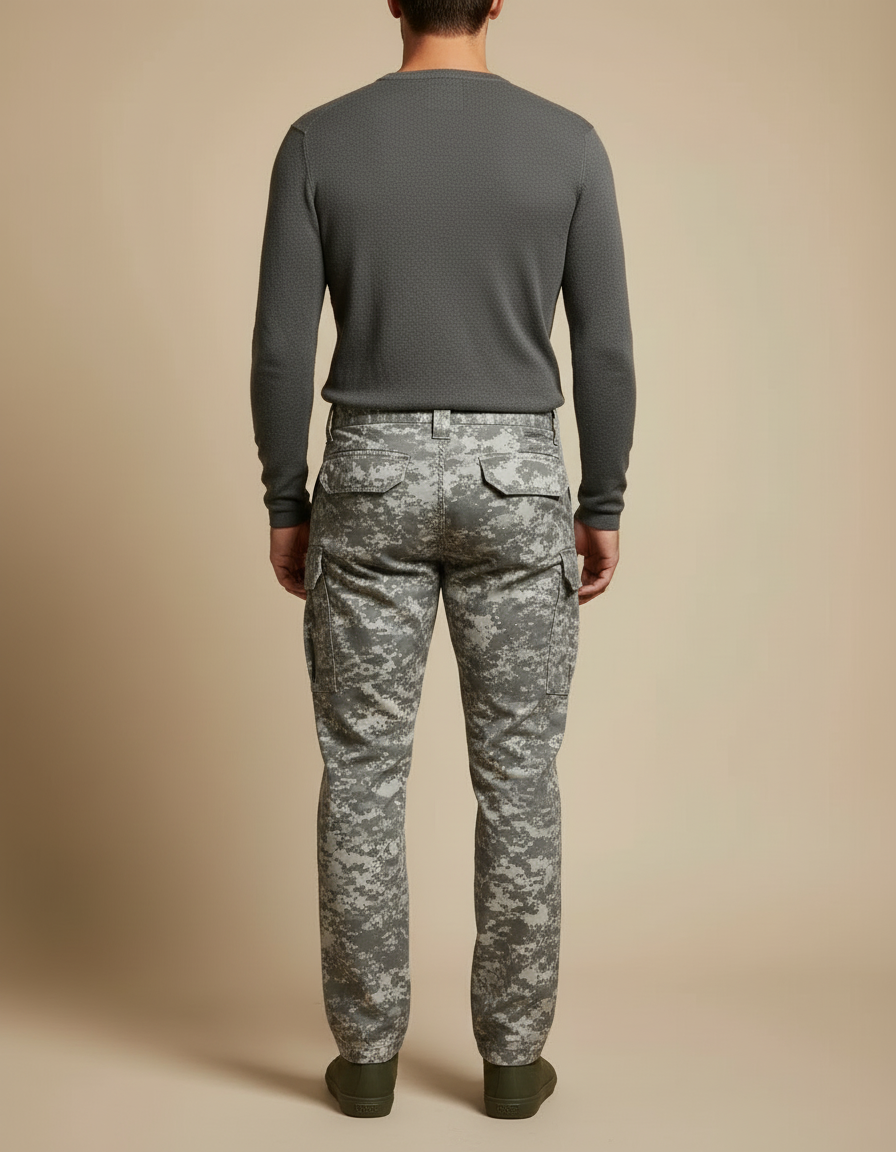 Pantalon Cargo Camouflage Militaire Gris Coupe Droite Décontracté - Toile - vue 2