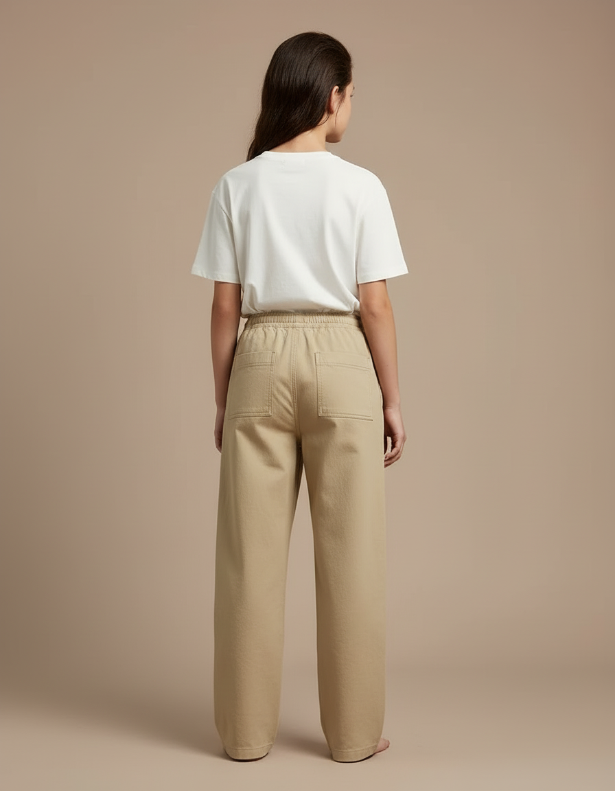 Pantalon Cargo Beige Ample Coton Multipoches Décontracté Enfant - Toile - vue 2