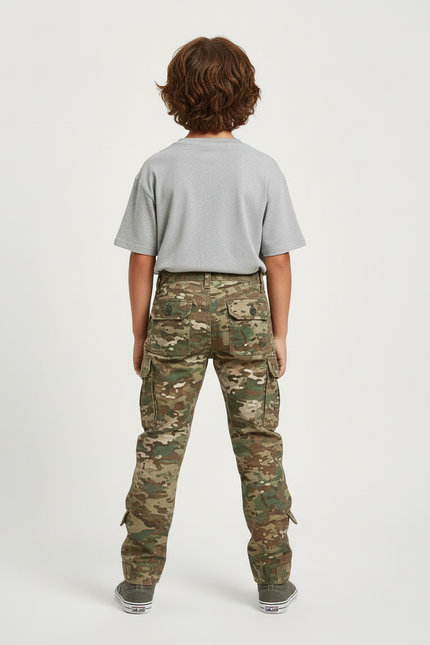 Pantalon Cargo Camouflage Militaire Enfant Multi-Poches Décontracté - Multicolore Toile - vue 2