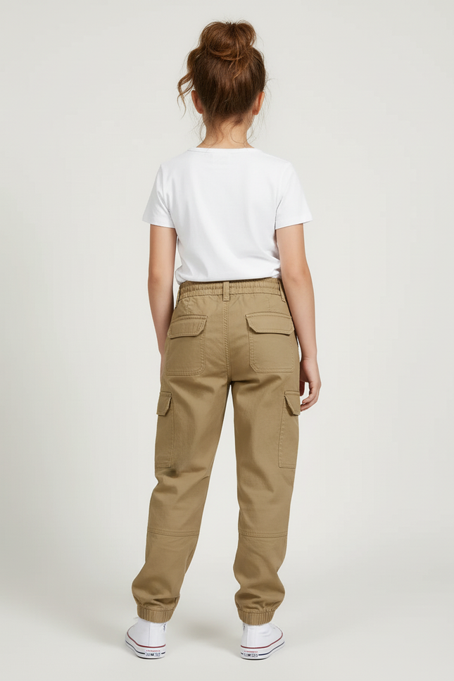 Pantalon Cargo Kaki Coton Ample Multipoches Fille - vue 2
