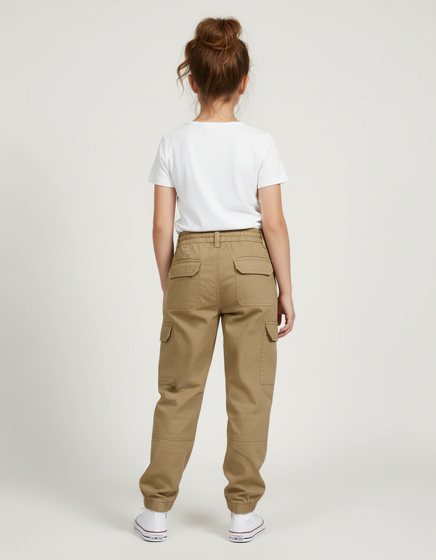 Pantalon Cargo Kaki Coton Ample Multipoches Fille - vue 2