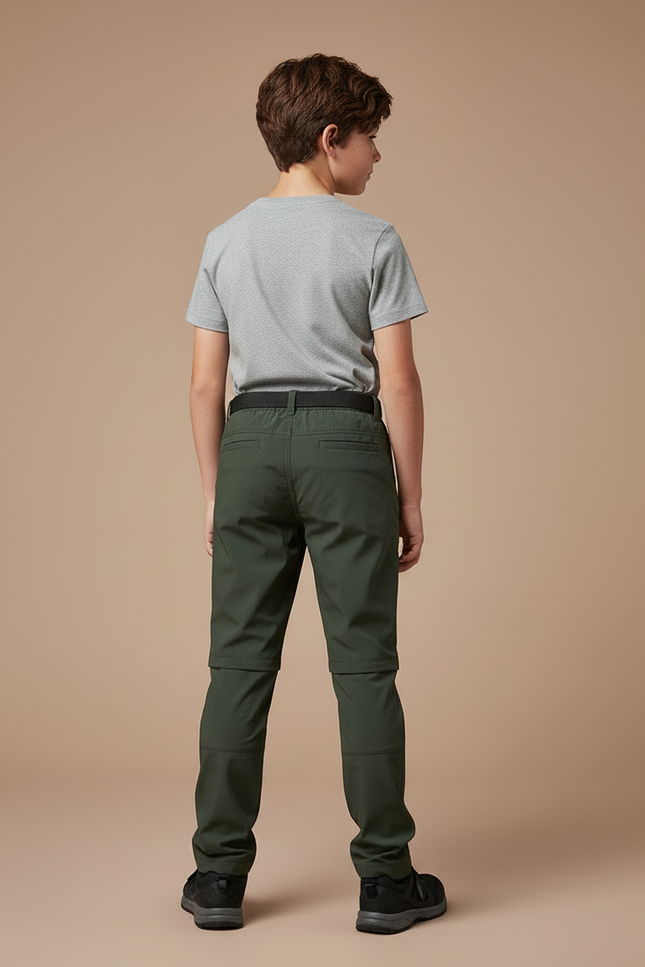 Pantalon Cargo Vert Kaki Convertible Léger Enfant - Polyester - vue 2