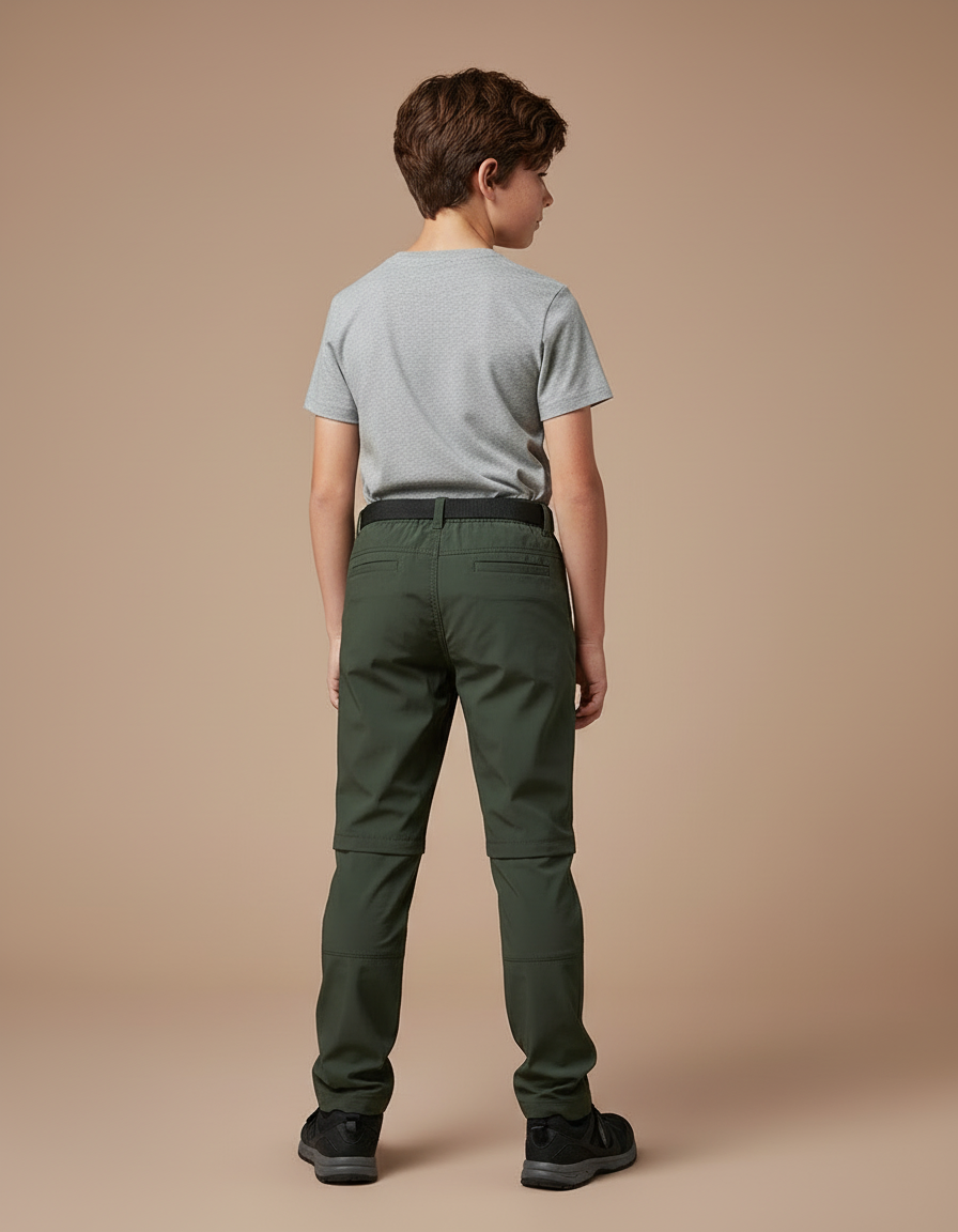 Pantalon Cargo Vert Kaki Convertible Léger Enfant - Polyester - vue 2