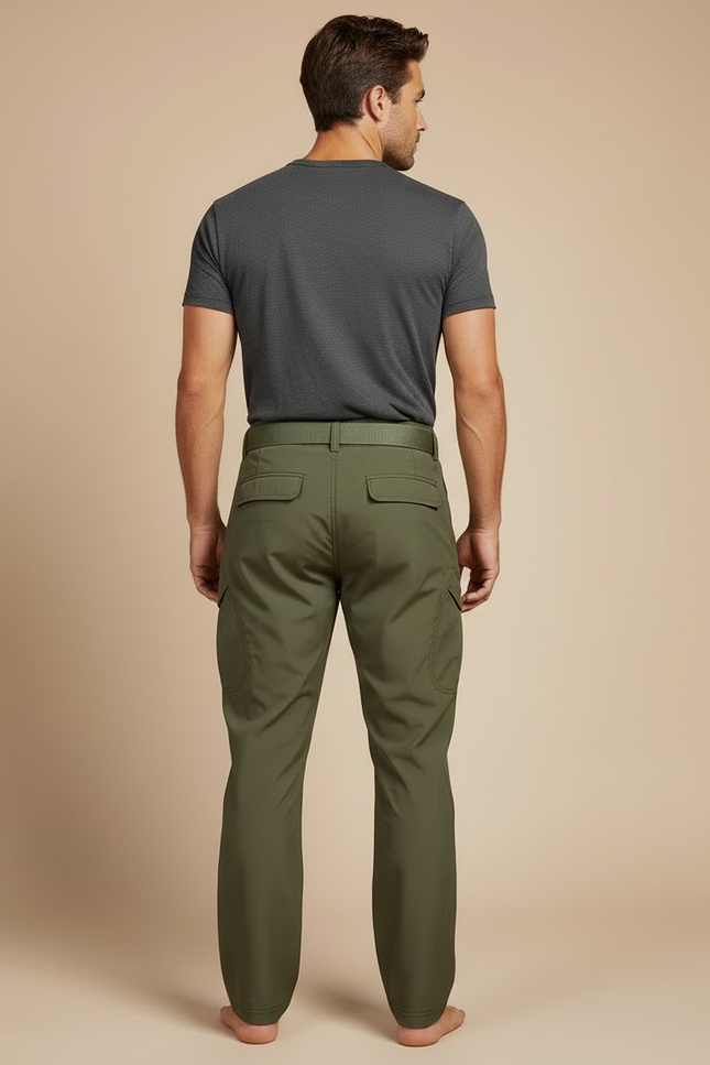 Pantalon Cargo Vert Militaire Sportif Multipoches Homme - Kaki Polyester - vue 2