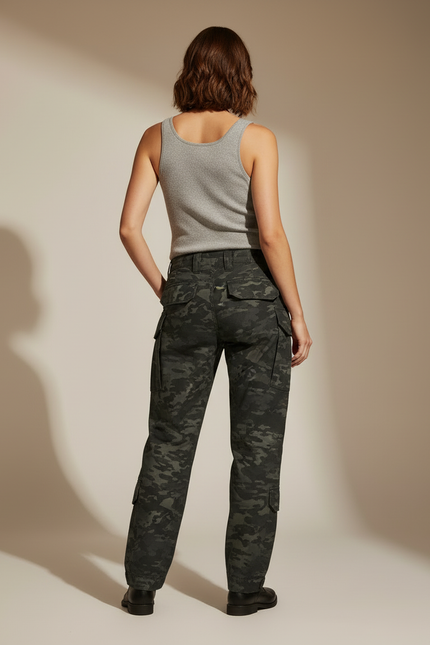Pantalon Cargo Camouflage Militaire Ample Femme - Multicolore Toile - vue 2