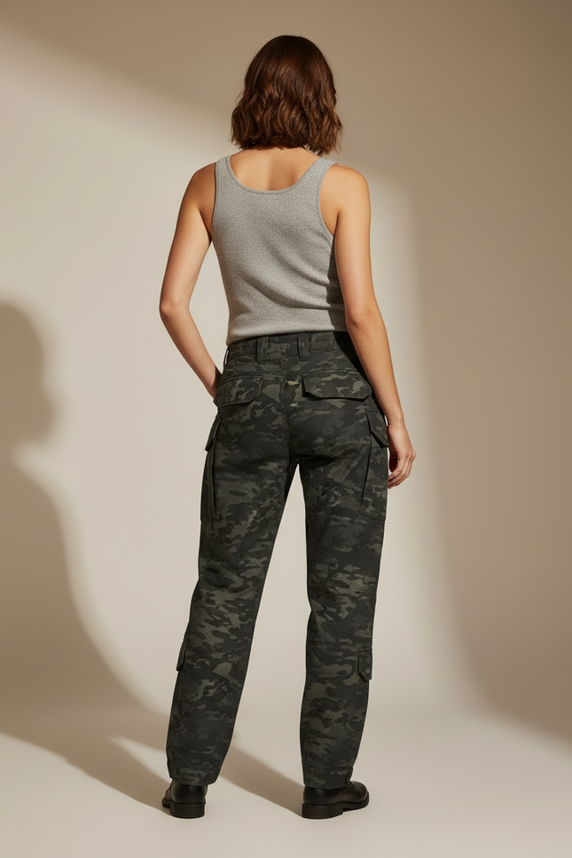 Pantalon Cargo Camouflage Militaire Ample Femme - Multicolore Toile - vue 2