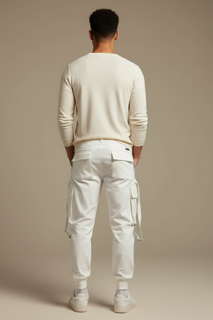 Pantalon Cargo Blanc Cassé Homme - Toile - vue 2