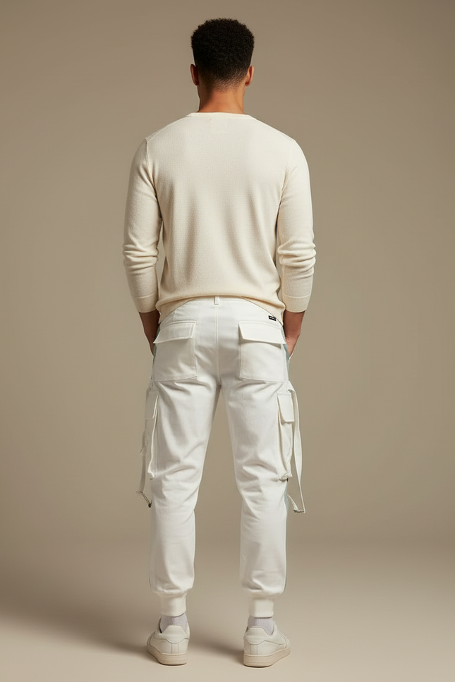 Pantalon Cargo Blanc Cassé Homme - Toile - vue 2