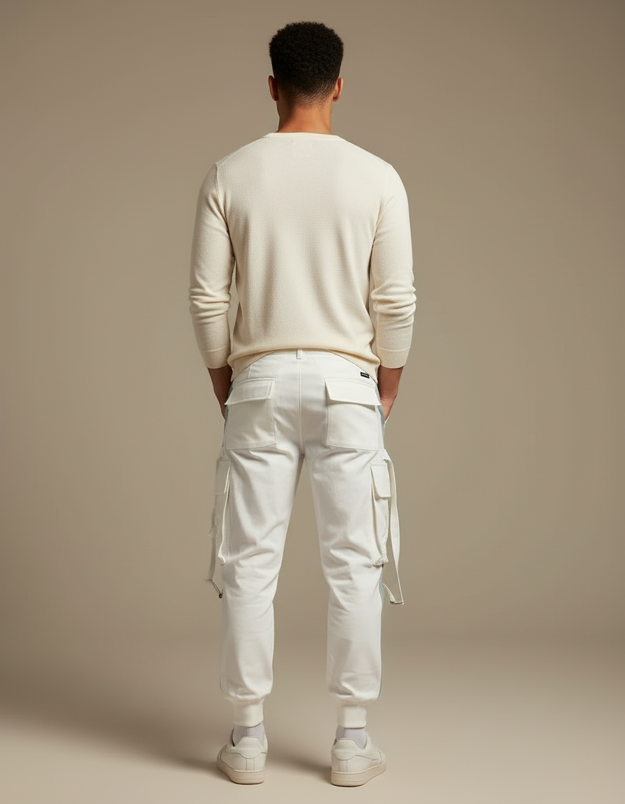Pantalon Cargo Blanc Cassé Homme - Toile - vue 2