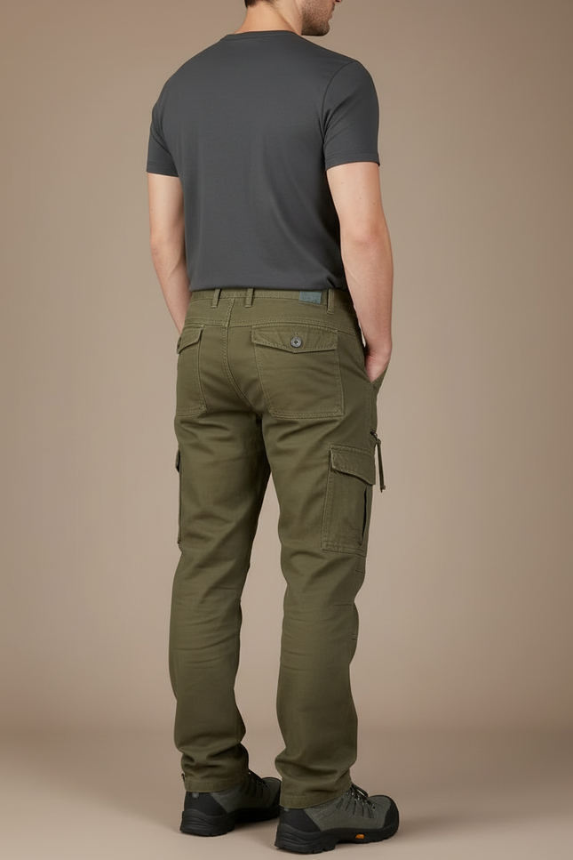 Pantalon Cargo Kaki Multipoches Coton Homme Tactique - Toile - vue 2