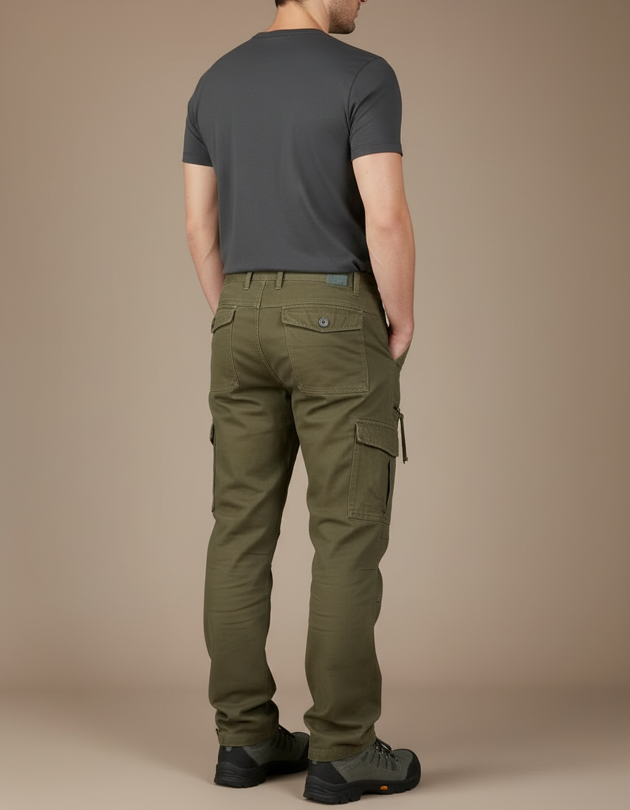 Pantalon Cargo Kaki Multipoches Coton Homme Tactique - Toile - vue 2