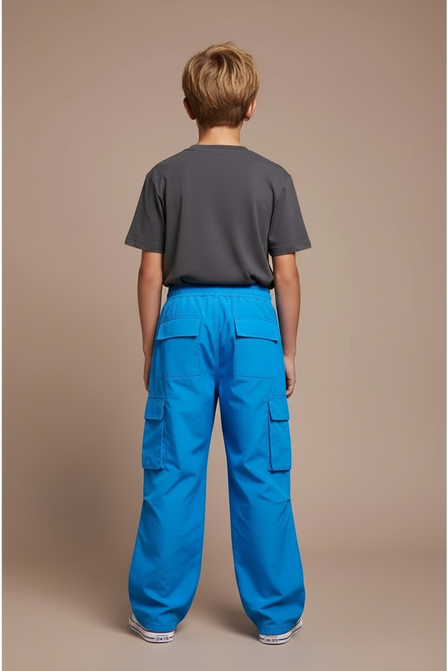 Pantalon Cargo Bleu Vif Ample Nylon Enfant - Polyester - vue 2