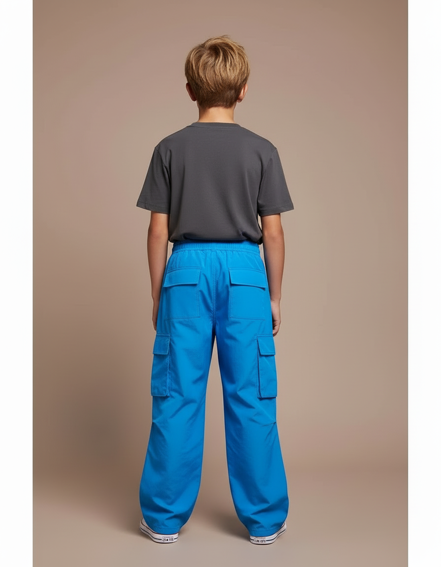 Pantalon Cargo Bleu Vif Ample Nylon Enfant - Polyester - vue 2