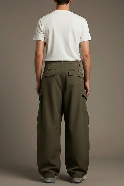 Pantalon Cargo Kaki Ample Streetwear Homme Léger - Polyester - vue 2