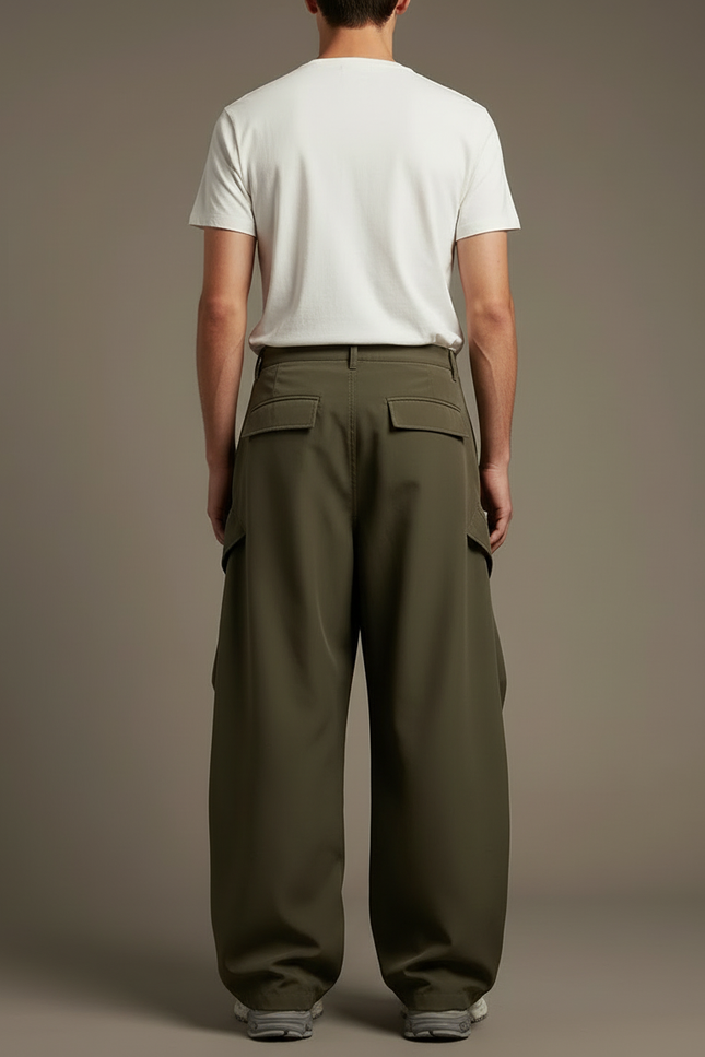Pantalon Cargo Kaki Ample Streetwear Homme Léger - Polyester - vue 2