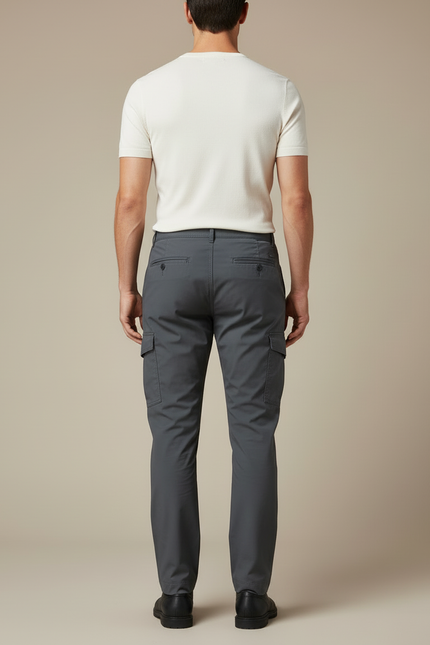 Pantalon Cargo Homme Gris Décontracté Multipoches Slim - Gabardine - vue 2
